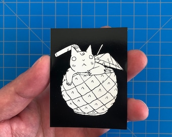 Cocktail Cat Vinyl Sticker by Deth P. Sun