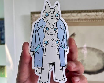 3 Cats Share a Suit Vinyl Sticker