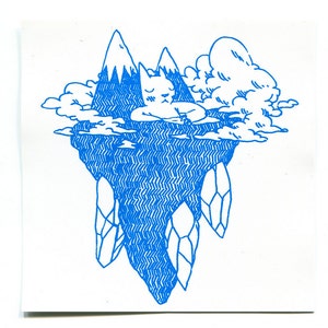 Floating Island Cat Vinyl Sticker by Deth P. Sun image 2