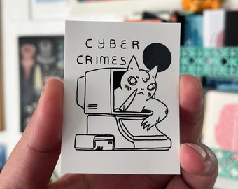 Cat Cyber Crimes Computer Sticker by Deth P. Sun