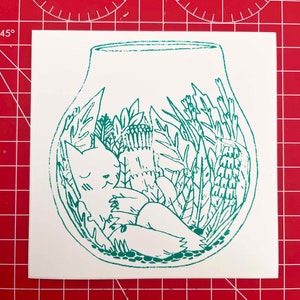 Cat in Terrarium Vinyl Sticker by Deth P. Sun image 2