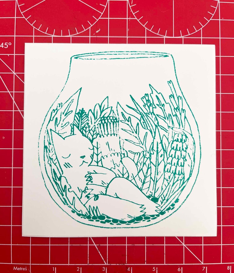 Cat in Terrarium Vinyl Sticker by Deth P. Sun image 2