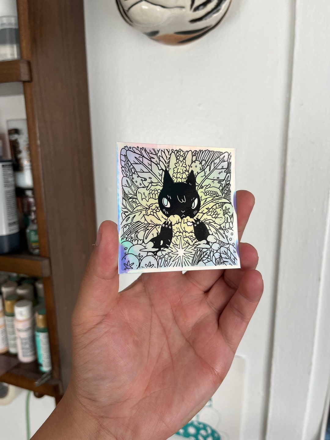 Bush Cat Holographic Sticker - Etsy
