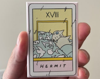 Hermit Cat looking in Mirror Tarot Magnet