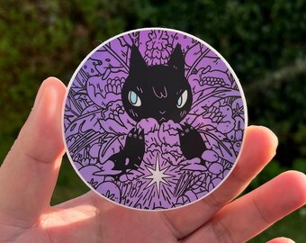 Bush Cat with Star Circle Vinyl Sticker