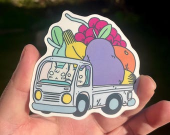 Fruit Truck Cats Vinyl Sticker
