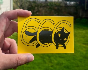 Black Cat Jumping Through Numbers Vinyl Sticker Artwork by Deth P. Sun