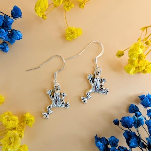 Frog Earrings | Little Silver Frog | Novelty Froggy Gift | Fun Earrings | Animal Earrings | Frog Lover | Fairycore | Silver Plated Hooks