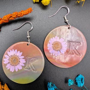 Real Flower Earrings | Ok Earrings | Polymer Clay Earrings | Boho Jewellery | Handmade | Quirky | Statement Earrings | Silver Plated Hooks