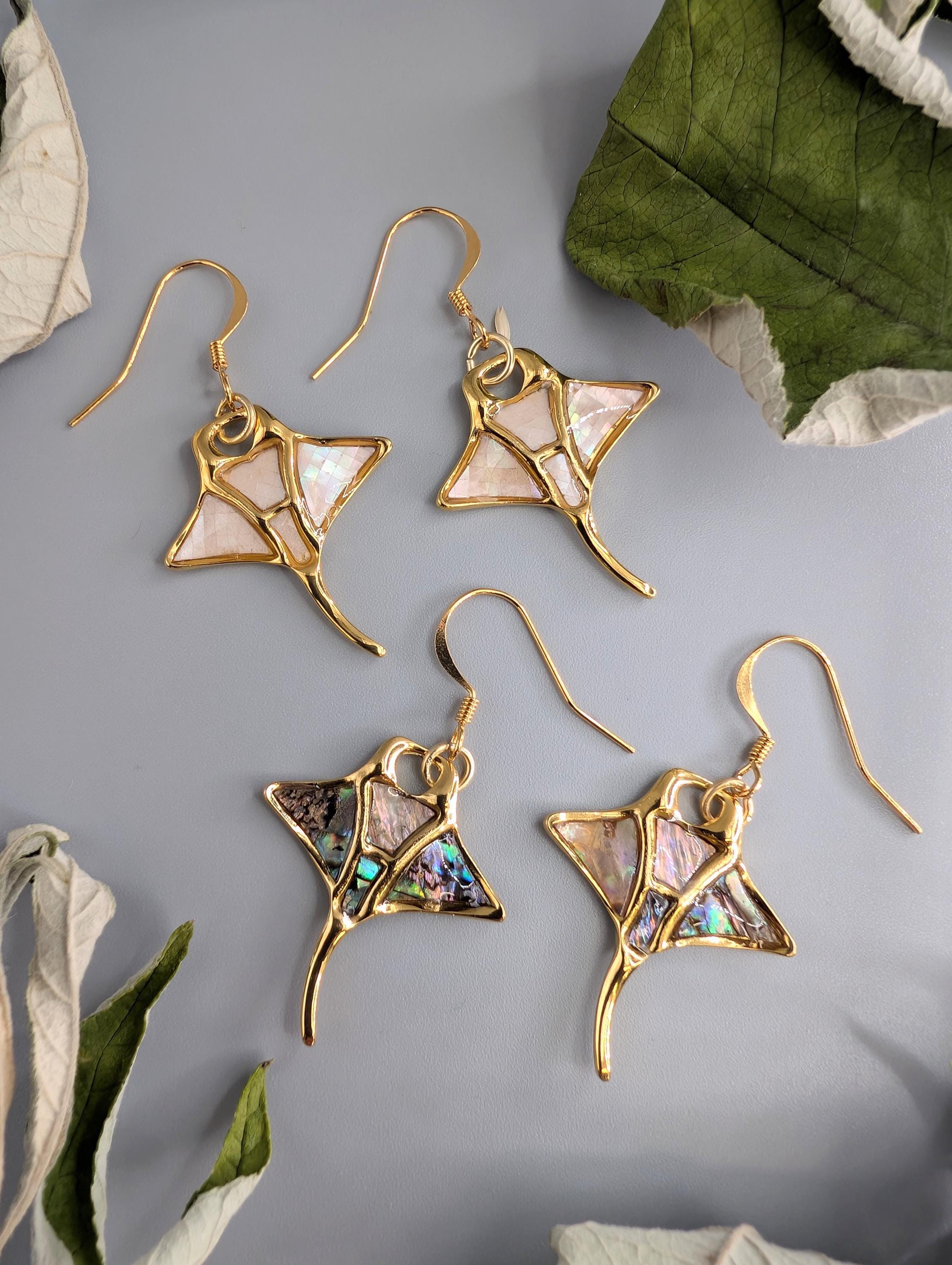 Orecchini Manta Ray placcati in oro e argento - Italia