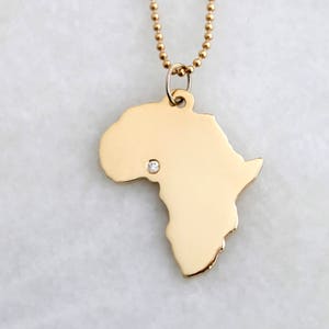 Grote 10k, 14k, 18k massief gouden Afrika-hanger + diamant - massief gouden kaartbedel Afrika