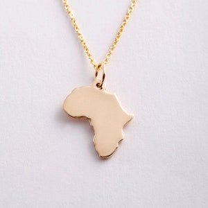 Small 10k, 14k, 18k Solid Gold Africa Pendant - Solid Gold Africa Map Charm