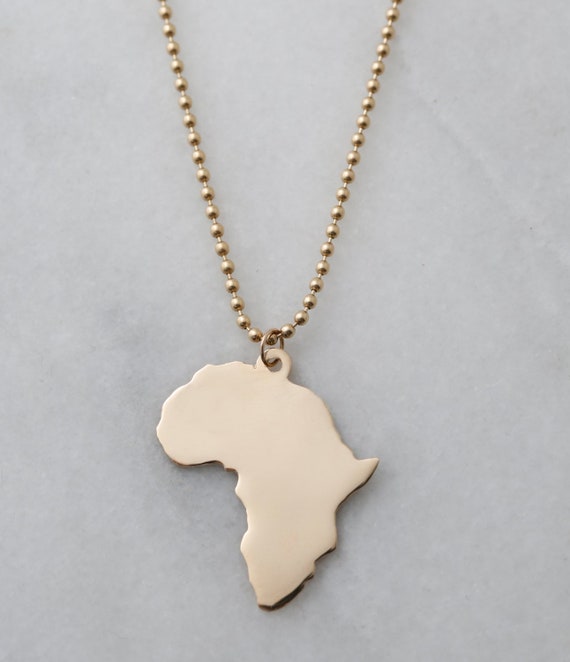 XL 10k, 14k, 18k Solid Gold Africa Pendant - Solid Gold Africa Map Charm