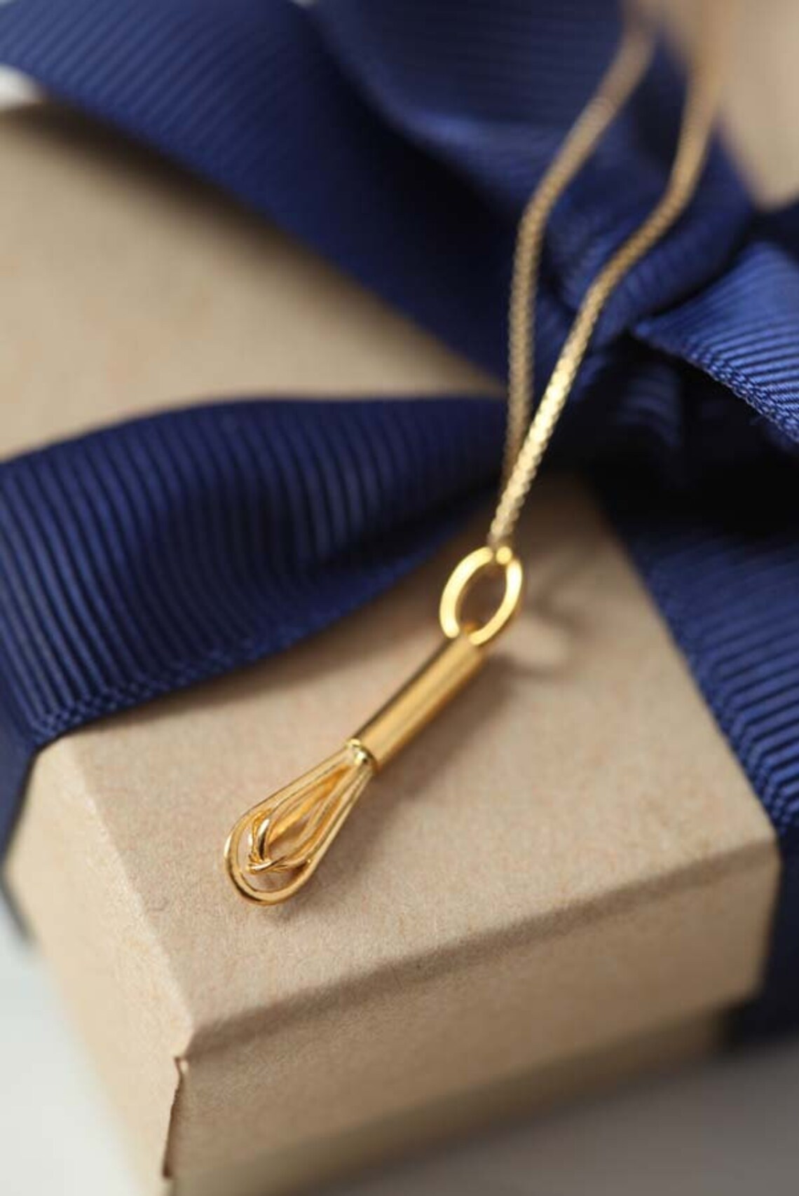 14k Gold Whisk Pendant Etsy