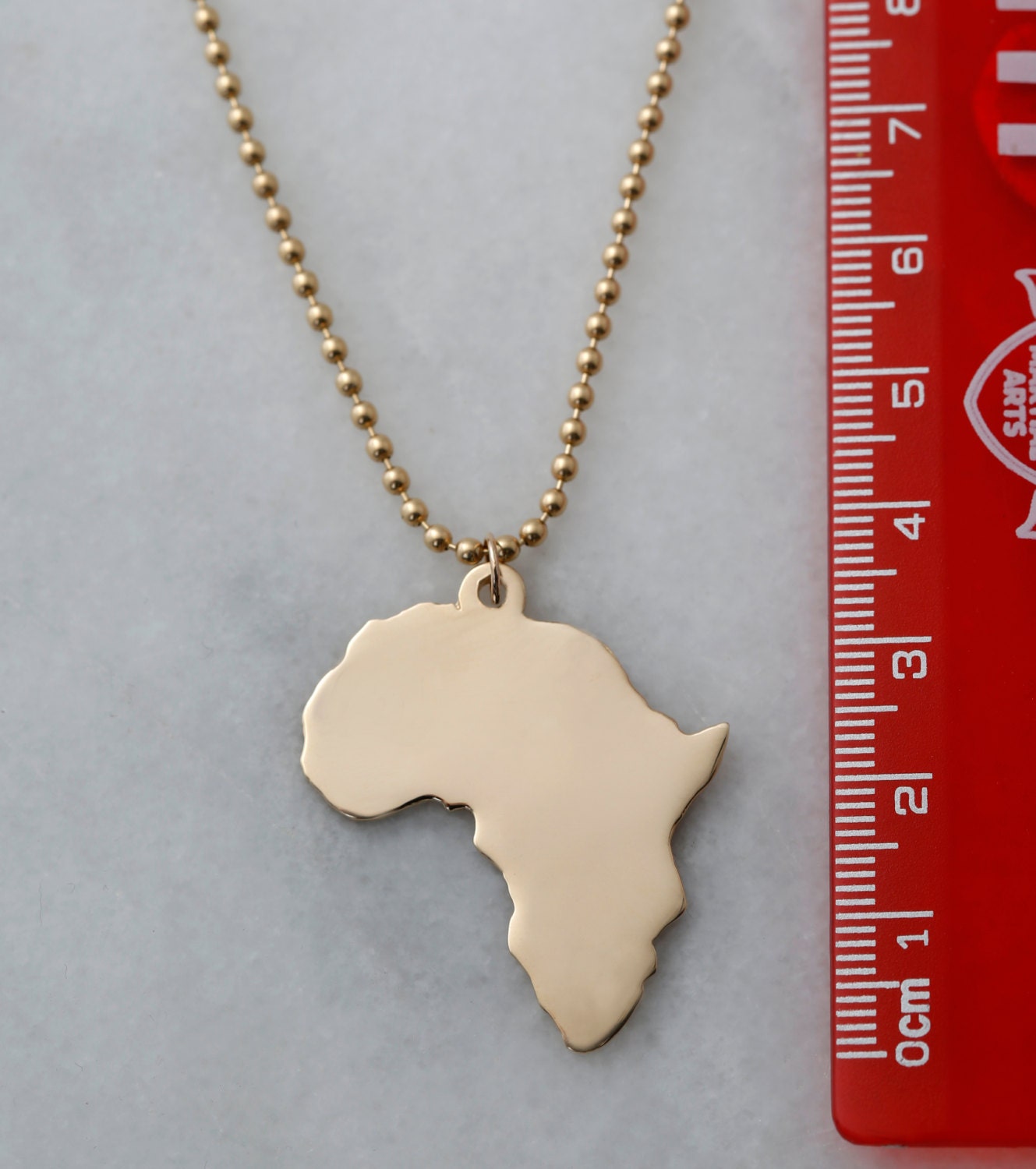 XL 10k, 14k, 18k Solid Gold Africa Pendant Solid Gold Africa Map Charm