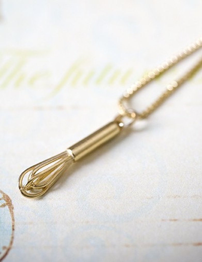 14k Gold Whisk Pendant Etsy