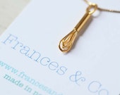 10k Gold Schneebesen Anhänger Halskette - Solid Gold Küchenutensil Schmuck, Koch Geschenk