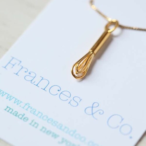 14k Gold Whisk Pendant Etsy