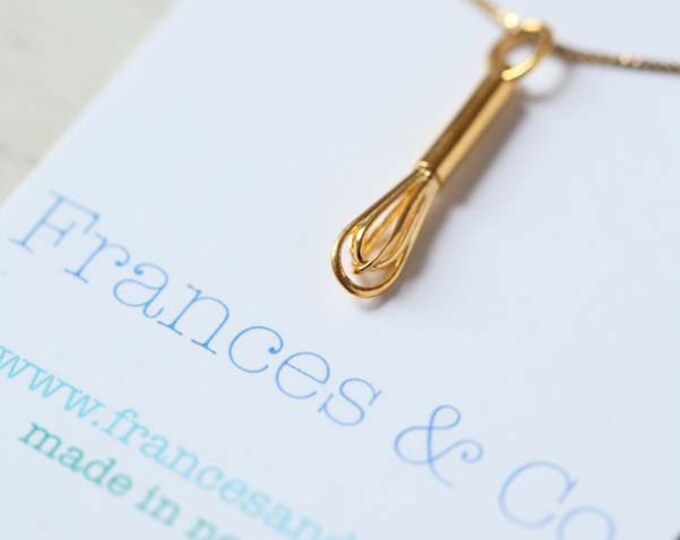 18K Gold Dipped Whisk Pendant or Charm Etsy