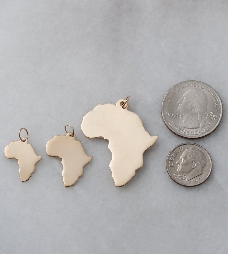 XL 14k Solid Gold Africa Pendant image 3
