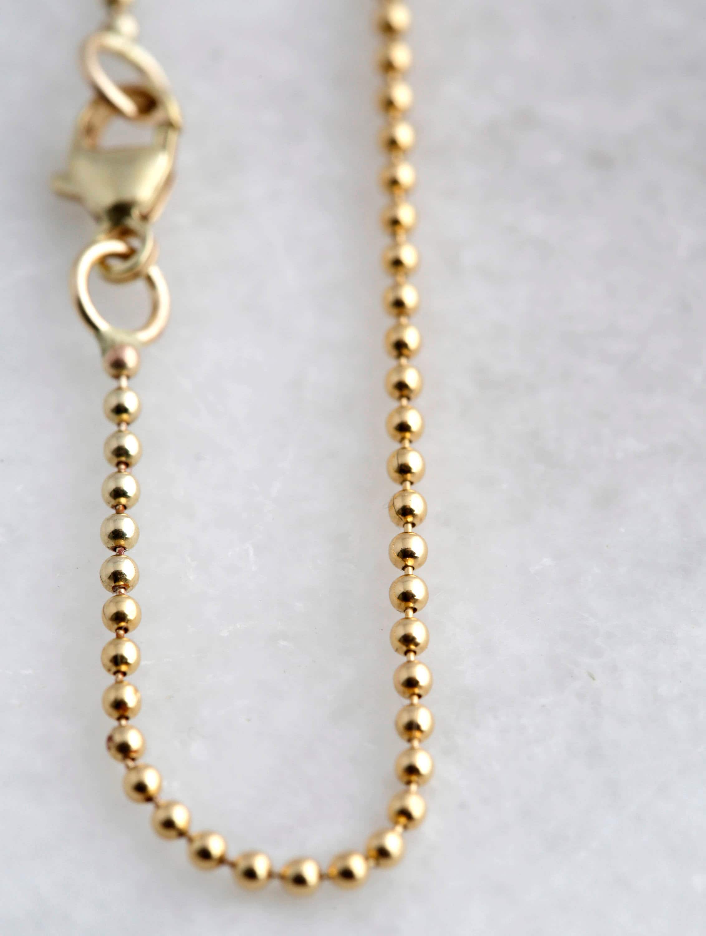 14K Gold 1.5mm Ball Bead Chain, 20