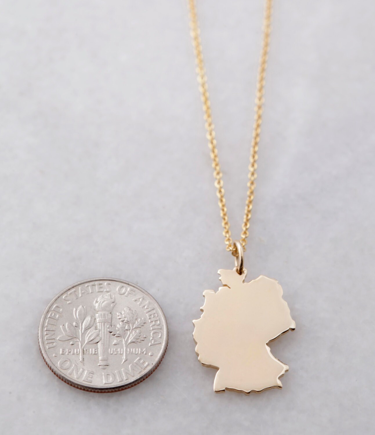 10k, 14k Solid Gold Germany Pendant Solid Gold German Jewelry, Gold Germany Map Pendant