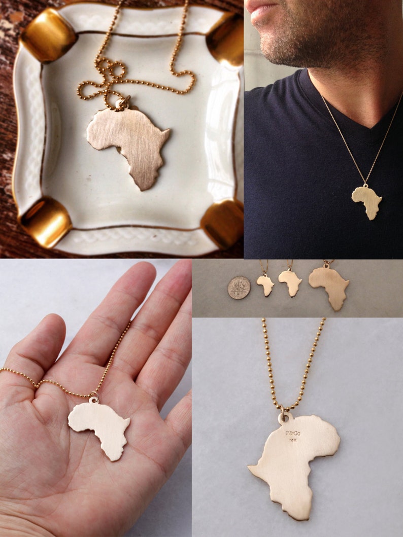 XL 14k Solid Gold Africa Pendant image 2