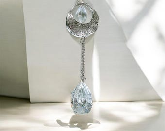 Atrapasueños de arcoíris, luna plateada, celestial, regalo de bruja, decoración para colgar en la ventana, creador de arcoíris, cristal gótico, regalo perfecto para madre, lujo