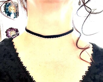 Czarny aksamitny, minimalistyczny gotycki naszyjnik Delikatny naszyjnik, prezent Piękny, wyjątkowy Idealny prezent dla niej Boho Średnio zły