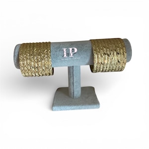 Gold Oro Laminado Bangle Bracelets 6.5MM - Semanario Set of 12 Bangles