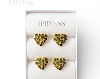 Pendientes de pepita de corazón rellenos de oro de 10 quilates (antideslustre)