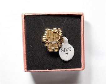 Anillo Rollie Hello K personalizado de acero inoxidable chapado en oro de 14k