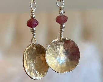 Dangle Earrings Gold Filled Ruby July Birthstone Earrings