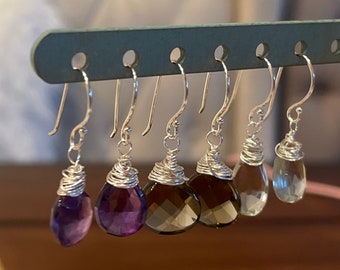 Amethyst Faceted Briolette Earrings