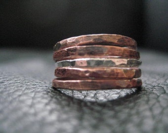 Stacking Rings Set Copper And Silver Wedding Ring Bands