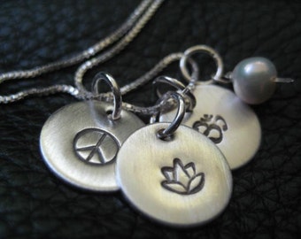 Yoga Charms Hand Stamped Jewelry Personalized Silver Charms SusaKJewelry