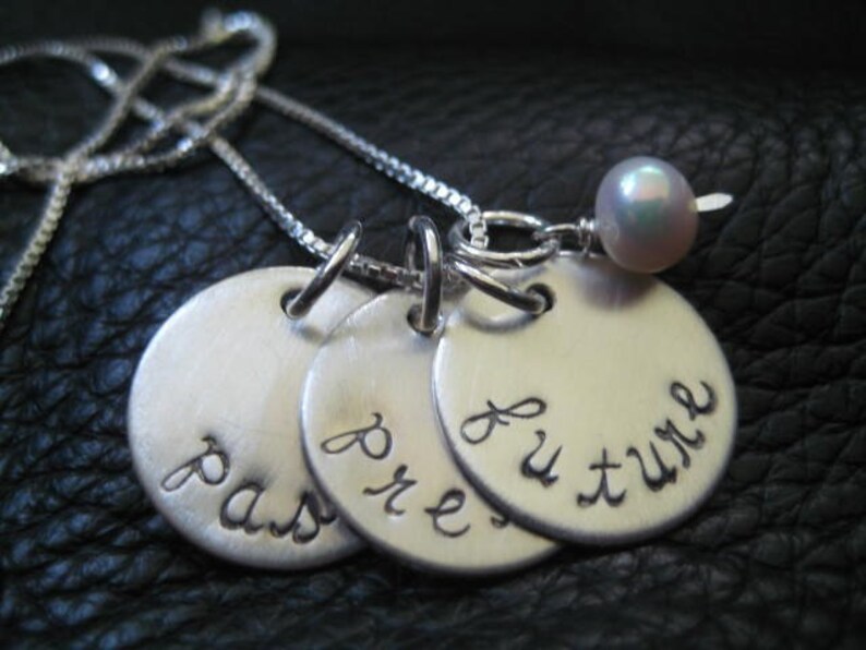 personalized hand stamped necklace image 1