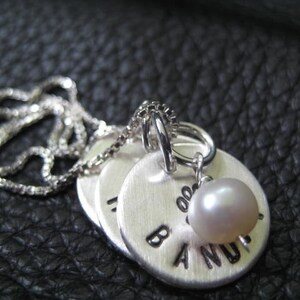 Hand Stamped Charm Necklace Jewelry Personalized Silver 3 Charms Necklace image 4