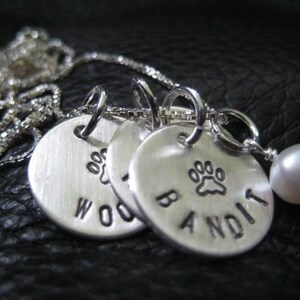 Hand Stamped Charm Necklace Jewelry Personalized Silver 3 Charms Necklace image 3