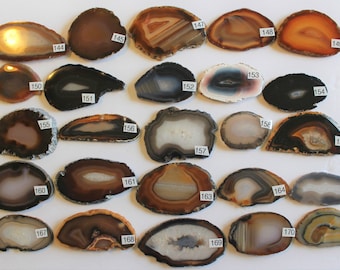 Natural Agate Drawer Pulls, Sliced Agate, Agate Pulls, Dresser Pulls, Brown Agate Knobs,  Agate Pulls, Knobs Natural 144-171