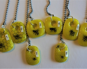 Bee Fan Pull, Fused Glass Fan Pull, Beekeeper Gift, Glass Bee Fan Pull, Apiarists, Honey Farmer Gift 1-8