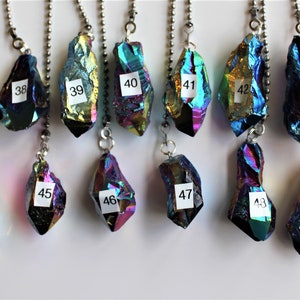 Aura Amethyst Rainbow Decorative Fan Pull, Stone Light Pull, Ceiling Fan Pull, Agate, Light Pull Chain, Aura Amethyst Rainbow 37-49