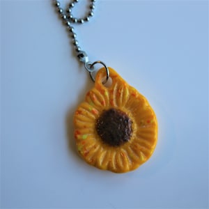 Sunflower Fan Pull, Fused Glass Fan Pull,  Decorative Fan Pull,  Sunflower Flower, Yellow With Brown Center Flower, Handmade Fan Pull,