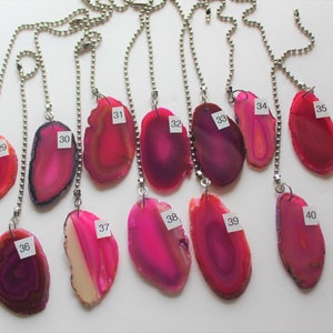 Pink Agate Fan Pull, Stone Light Pull, Ceiling Fan Pull, Agate, Light Pull Chain, Pink Agate, Pink GroupA 29-40