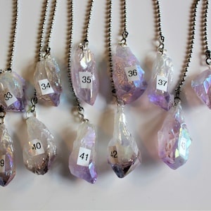 Angel Aura Amethyst Point Fan Pull, Stone Light Pull, Ceiling Fan Pull, Agate, Light Pull Chain,  Angel Aura Amethyst Point 33-43