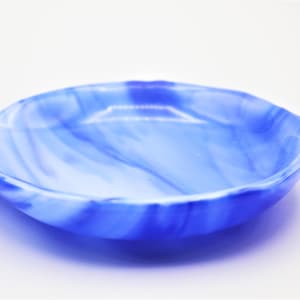Blue and White Spoon Rest, Round Fused Glass Spoon Rest, Spoon Holder, Spoonrest. Gift for Hostess,  Love to Cook,  Gift for Chef,