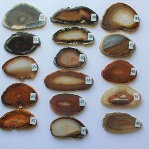 Natural Agate Drawer Pulls, Sliced Agate, Agate Pulls, Dresser Pulls, Brown Agate Knobs,  Agate Pulls, Knobs Natural 33-48