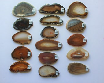 Natural Agate Drawer Pulls, Sliced Agate, Agate Pulls, Dresser Pulls, Brown Agate Knobs,  Agate Pulls, Knobs Natural 33-48