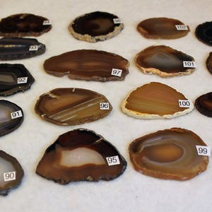 Natural Agate Drawer Pulls, Sliced Agate, Agate Pulls, Dresser Pulls, Brown Agate Knobs,  Agate Pulls, Knobs Natural 90-106