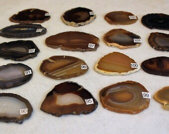 Natural Agate Drawer Pulls, Sliced Agate, Agate Pulls, Dresser Pulls, Brown Agate Knobs,  Agate Pulls, Knobs Natural 90-106